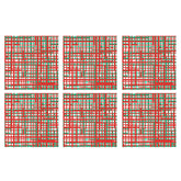 Papersoft Napkins Plaid Green & Red Cocktail Napkins (pack Of 20) - Set Of 6